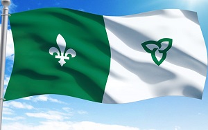 The Franco-Ontarian flag, with green and white symbols.
